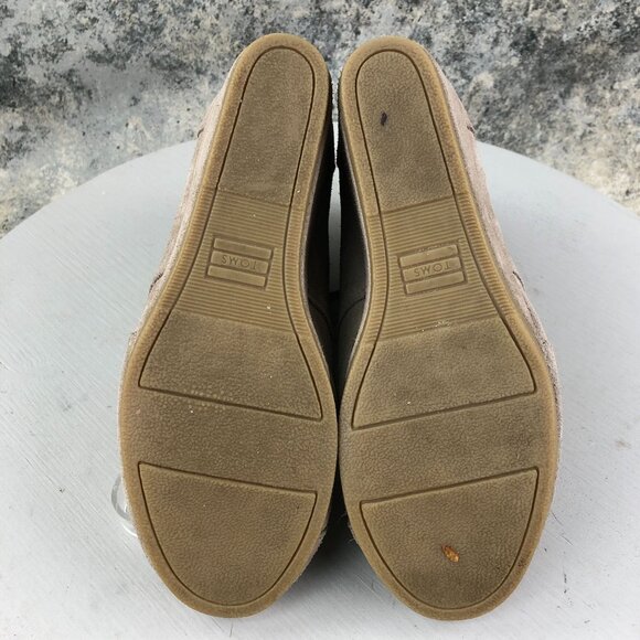 Toms Women's Size 6.5 Desert Taupe Brown Suede High Heel Wedge Ankle Booties - Picture 10 of 13